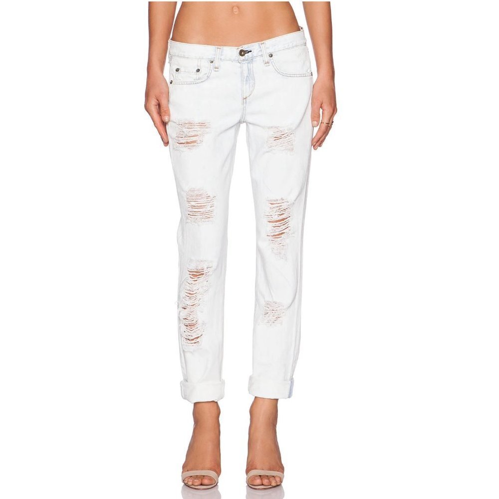 rag & bone Rebel Bleach Distressed Classic Boyfriend Jeans P3631
